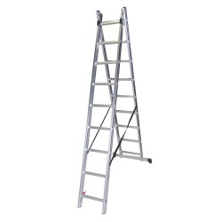 Scara dubla aluminiu BISONTE STR209 2 x 9 trepte 