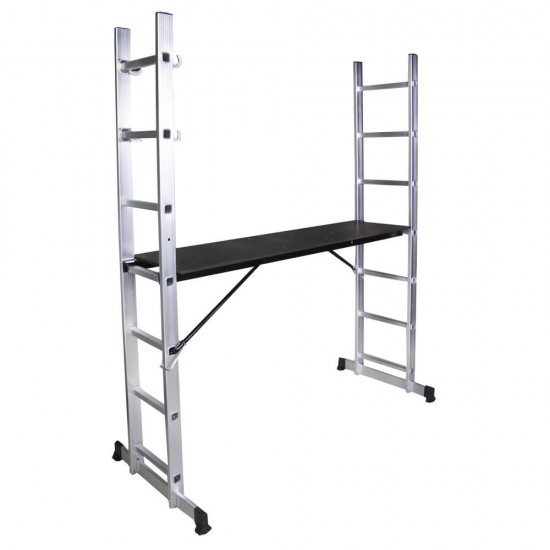 Schela cu scara dubla aluminiu STR0507, inaltime maxima 330 cm, greutate 150 kg
